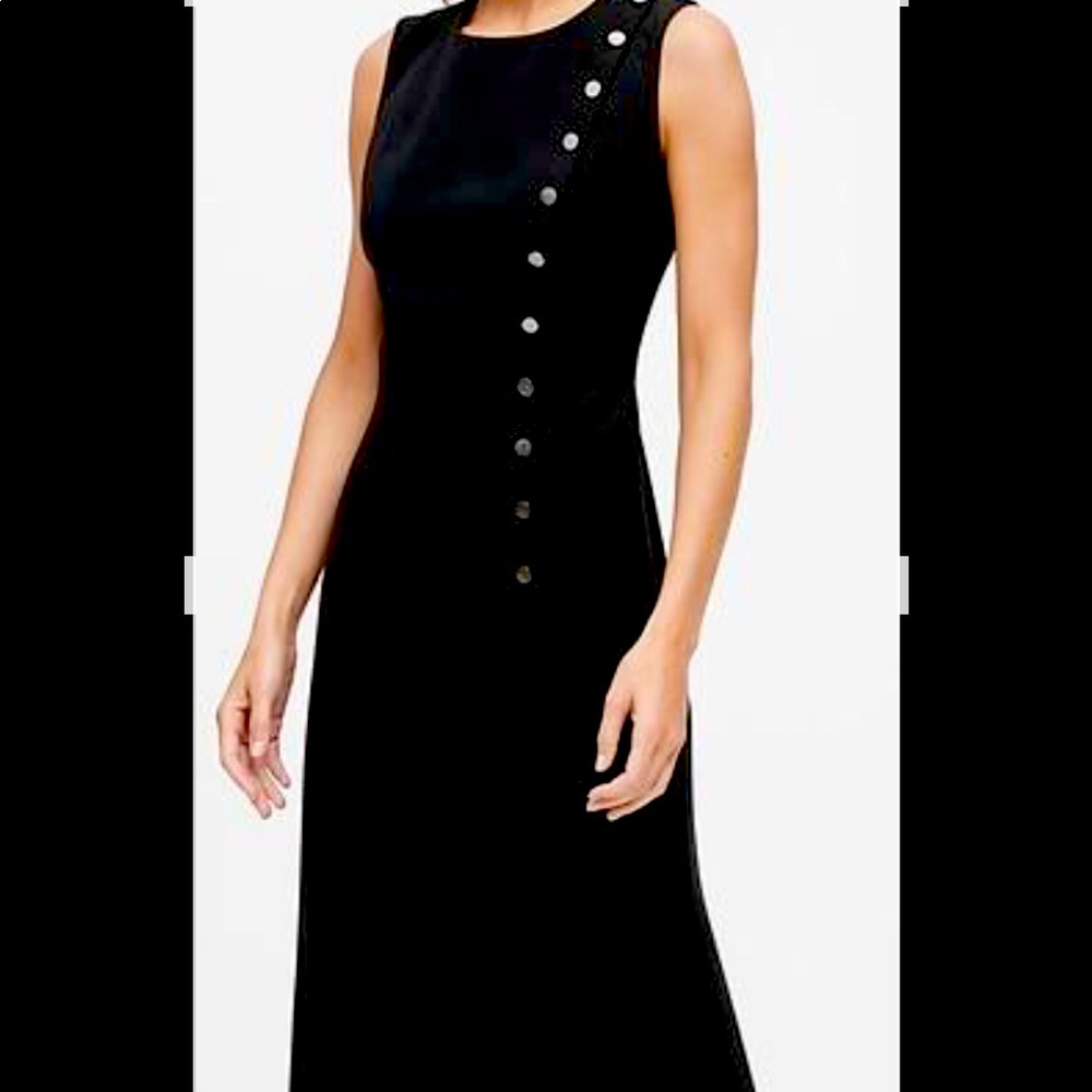 Banana Republic Black Midi Dress with Side Buttons